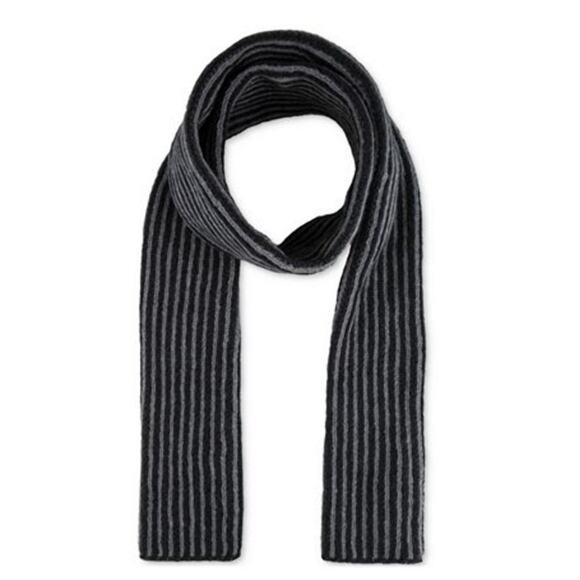 Kenneth Cole Reaction Striped Knit Scarf and Beanie Set - Black/Gray - NWT - Picture 3 of 3